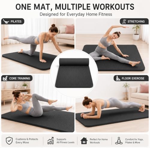 Extra Thick Yoga Mat, High Density Non-Slip Exercise Mat