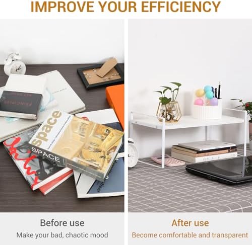 YGYQZ Desk Shelf Organizer, 1-Tier Desktop Bookshelf, White