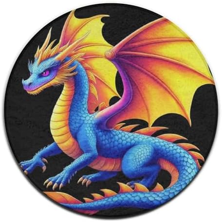 Circular Rugs Large Modern Round Area Rug Fashion Decor Mat for Home Office Colorful Dragon