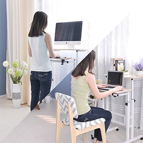 soges Mobile Standing DeskAdjustable Height, Roling Sit-Stand Desk, Oak