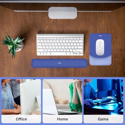 MOSISO Wrist Rest Support Mouse Pad & Keyboard Set, Royal Blue