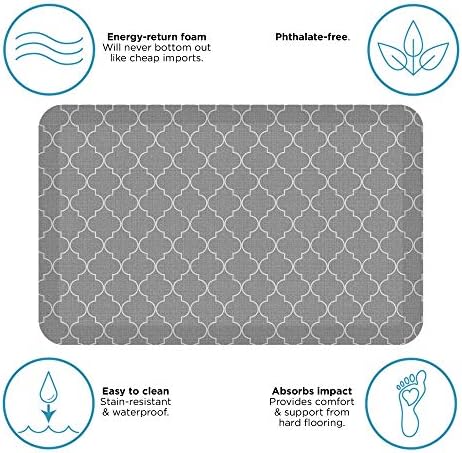 NewLife by GelPro Anti-Fatigue Designer Comfort Kitchen Floor Mat, 20x32”, Trellis Grey Resistant Surface with 3/4” Thick Ergo-Foam Core for Health and Wellness