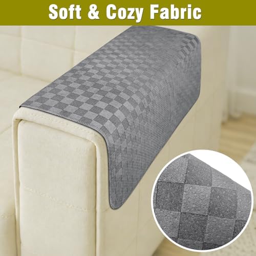 Couch Arm Covers, Sofa Arm Covers, Waterproof Armrest Cover for Sofa, Loveseat, Armchair, Anti-Slip Recliner Arm Cover, Headrest Cover, Arm Chair Covers Set of 2 (Dark Gray, 24"×24")