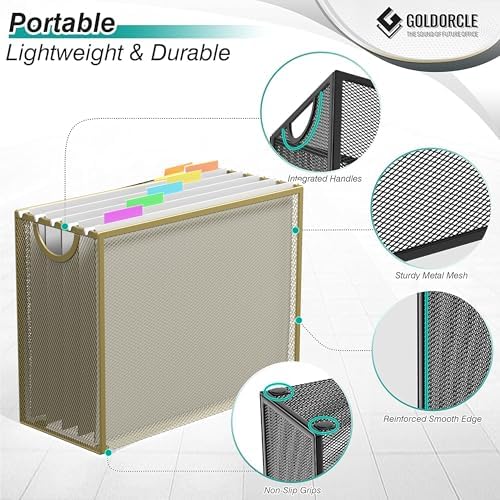 Letter-Size Hanging File Organizer with 5 Grey Holders(Gold)