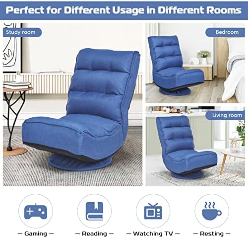 COSTWAY Folding Floor Chair, Adjustable 5-Position Swivel Gaming Chair