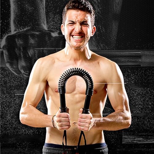 Upper Body Strength Trainer for Arm Chest Shoulder Biceps Workout Home Gym Equipment with 30kg Carbon Steel Spring Bar for Men Women Fitness Enthusiasts Home Office Workout