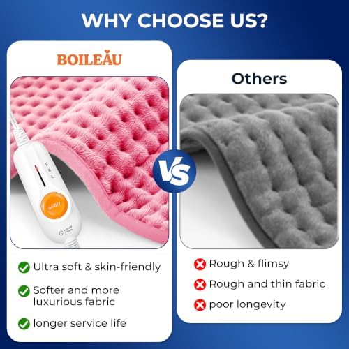 Boileau Electric Heating Pad for Back Pain & Period Cramps Relief, Large XL