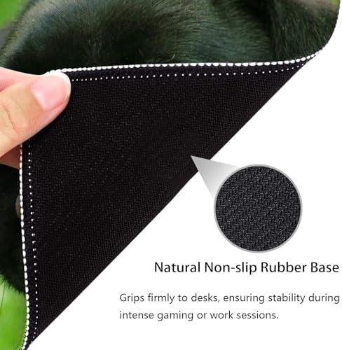 Cute Black Pug Puppy Tongue Out Close-Up Mouse Pad, Dog Stitched Desk Mat