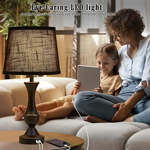 Luvkczc Black Touch Table Lamps Set of 2, 22" Tall Bedside Lamps