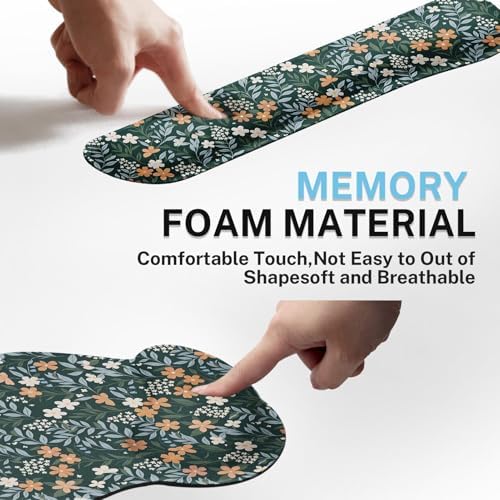 Britimes Ergonomic Mouse Pad Set with Wrist Rest, Floral Wildflower