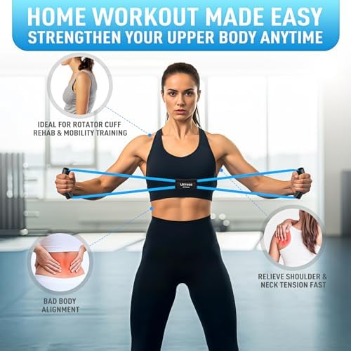 Figure 8 Resistance Bands for Arm, Back – 3-Level Latex Heavy Exercise Bands with Handles for Strength Training, Full Body Workout, Physical Therapy, Pilates, Yoga, Home Gym Equipment for Women