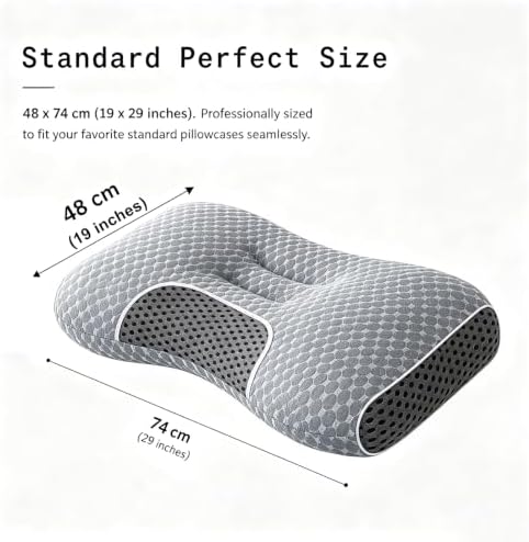 Cervical Neck Pillow 3D Ultra-Soft Neck Support Pillows Queen Size Set of 2