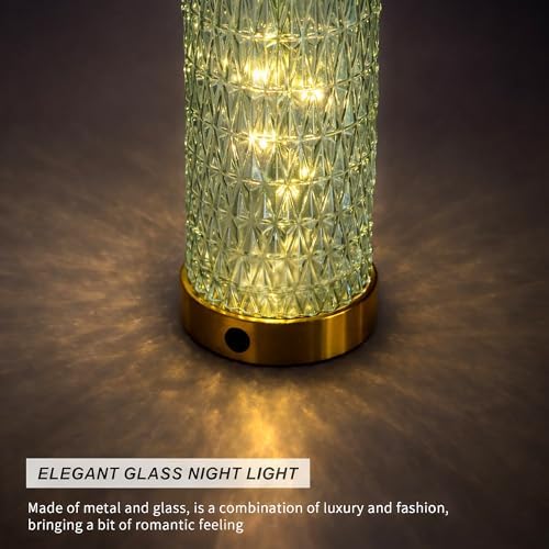 Oneach 27.75" Green Table Lamps Set of 2 with Glass Nightlight for Bedside
