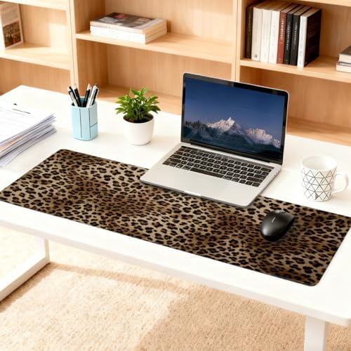 Large Mouse Pad Leopard Print Cheetah Non-Slip Rubber Long Gaming Desk Mat Big Computer Keyboard Mousepad Waterproof Protector Writing Pad for Gaming Office Home Decorative 31.5 X 11.8 Inch
