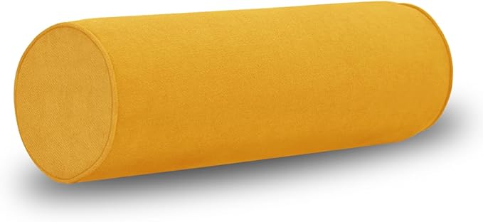 Cylinder Round Memory Foam Support Pillows Cervical Neck Roll Pillow with Pillowcase Soft, Comfortable and Breathable for Sleeping, Chair, Car, Sofa，Travel (Yellow, 18x6)