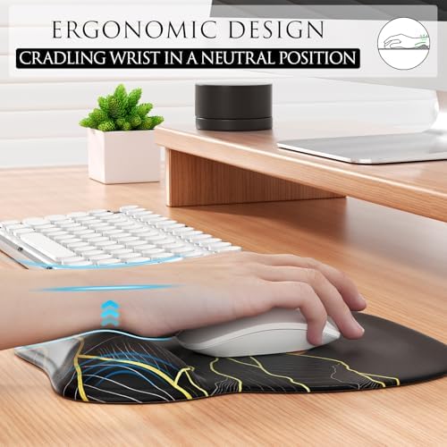 MROCO Ergonomic Mouse Pad with Gel Wrist Rest, 9.4 x 8.1 in, Golden Rise