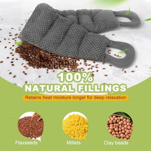 UNCN Long Wide Heating Pad for Neck and Shoulders Back 33x5.9 Microwavable Large Moist Heat Pack Warm Hot Compress Neck Wrap Weighted Bag Massage Reusable Herbal Nature Calming Portable 1.95Pounds