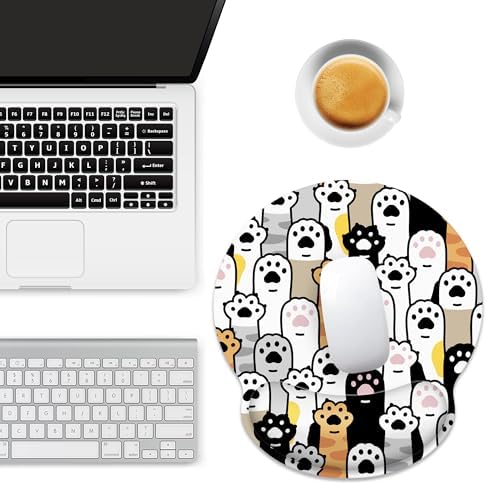 Cute Cat Paws Ergonomic Mouse Pad with Wrist Rest for Desk Work Office