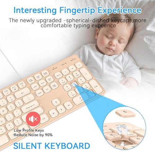 Wired USB Keyboard, Comfortable Quiet Chocolate Keys, Durable Ultra-Slim Computer Keyboard Wired(QWERTY) for PC, Windows 11/10/8/7/XP (Milk Tea, Wired Keyboard for Windows)