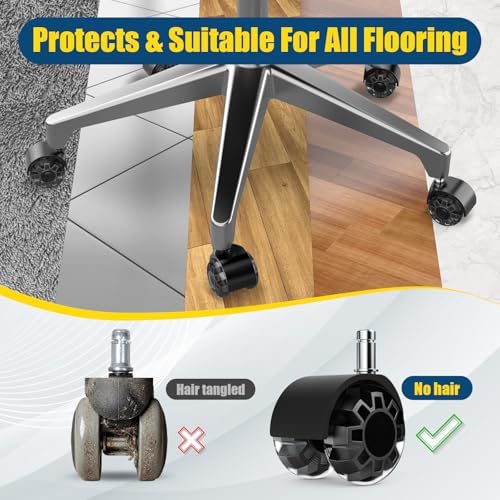 Minewill 2" Office Chair Wheels - Protection for Hardwood Floors and Carpet