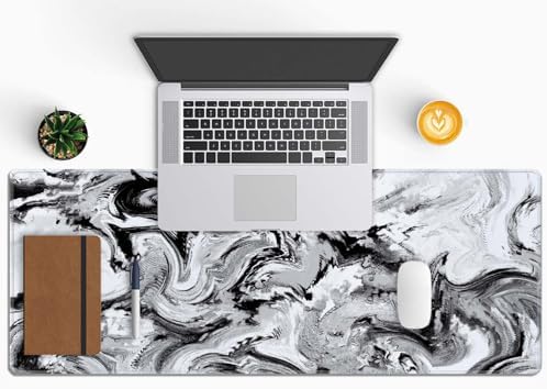 Abstract Brush Stroke Texture Desk Pad Black and White Large Mouse Pad Gaming Mousepad Extended XL Keyboard Pad 31.5 x 11.8 in Laptop Computer Mouse Keyboard Mat for Office Desk Decor