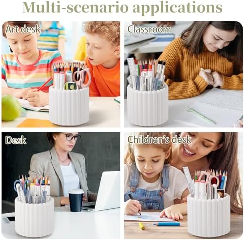 Anyoifax Rotating Pen Holder for Desk Removable Pencil Cup, Small White