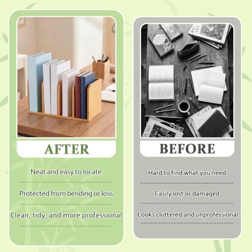 Novabright Bamboo Wooden 4-compartment File Magazine Holder, Suit for B5