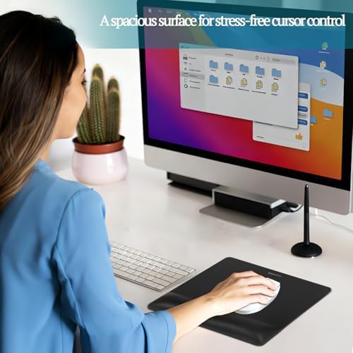 univo colors Wide Size Mouse Pad with Wrist Rest,Premium PU Material,Low-Rebound Cushion,Ergonomic Design,Comfortable Wide-Size Operation,Smooth Mouse Control with Hard Plate,Reduces Fatigue(White)