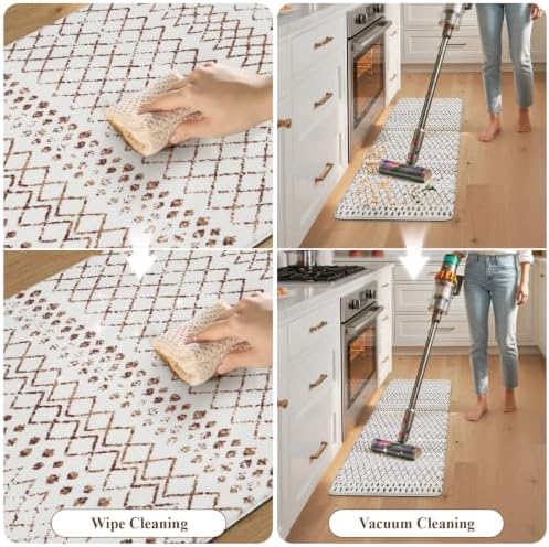 KIMODE Kitchen Mats 2PCS Cushioned Anti Fatigue Boho Kitchen Mats for Floor