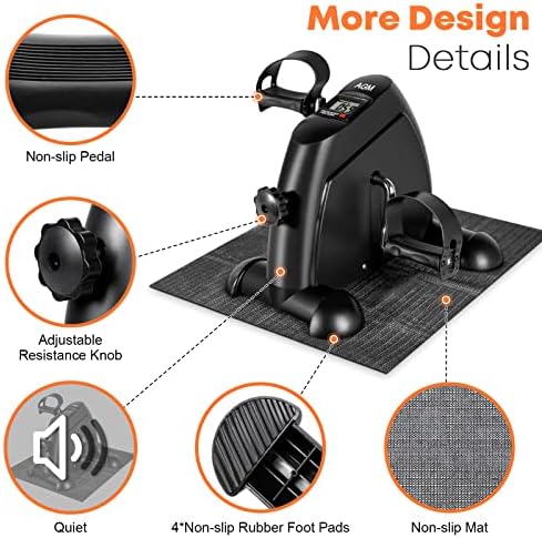 Mini Exercise Bike, AGM Under Desk Bike Pedal Exerciser Foot Cycle Arm & Leg Pedal Exerciser with LCD Screen Displays