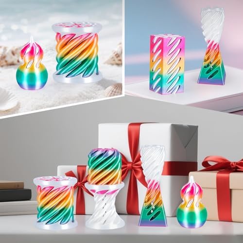 3D Printed Fidget Toys (6 Pack), Impossible Cone & Pyramid Spiral Toy, Optical Illusion Passthrough Desk Toys for Adults & Kids, Stress Relief Sensory Fidgets for Anxiety, Cool Office Gifts, Pack3