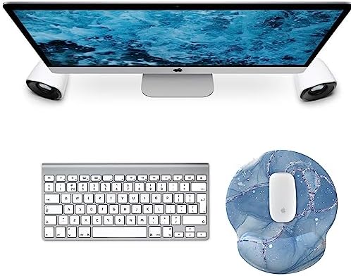 eulps Mouse Pad with Wrist Rest, Comfortable Computer Mousepad with Gel Wrist Support Smooth Surface and Non-Slip PU Base for Pain Relief, Laptop, Office & Home (Ice Lotus)