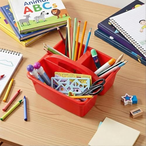Kathfly 12 Pack Classroom Caddy Organizer with Handle Bulk, Blue Red