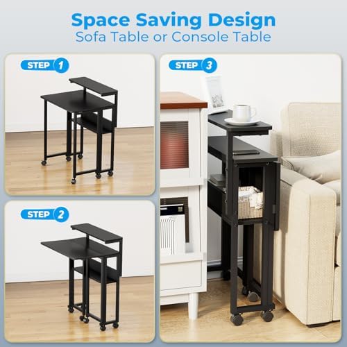GreenForest Folding Desk with Adjustable Monitor Stand, 24.8 in Small Desk