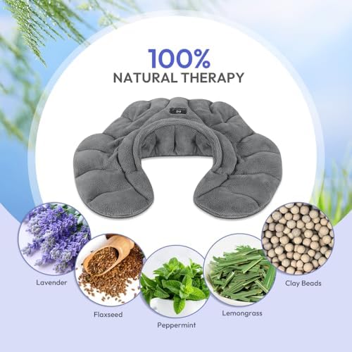Microwavable Heat Pad for Neck and Shoulders, Warm Compress Wrap, Grey