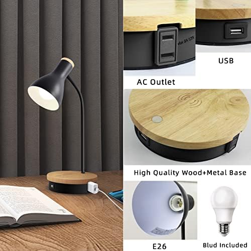 LALISU Metal Desk Lamp Wireless Charging Table Lamp Touch Reading Lights