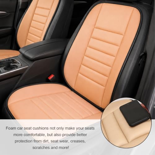 Car Seat Cushion, 1.2" Thick Comfort Memory Foam Auto Seat Pad with Non Slip Bottom, Breathable Driver Seats Pillow Pressure Relief Chair Cushion for Vehicle Office Home (Orange with Backrest)