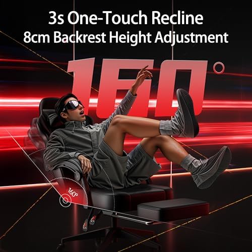 Gaming Chair for Adults with Footrest & Shiatsu Massage Lumbar