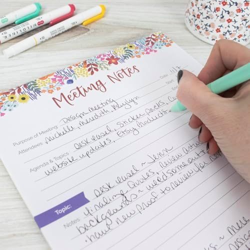 bloom daily planners 8.5" x 11" Double Sided Meeting Pad - Topics, Takeaways, Action Items & Follow-Ups - Undated Meeting Notes Agenda Organizer
