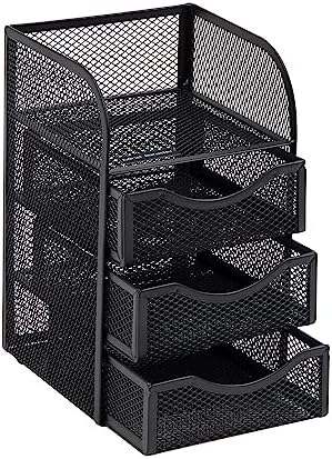 Mind Reader Desktop Accessory Storage, Paper Binder Clip Basket, Workspace, Office, Metal Mesh, 4.75" L x 5" W x 8" H, Black (Pack of 6)