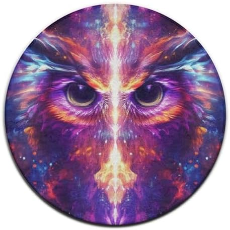 Highly Premium Quality Floor Mat, Office Chair Decor Mat, Room Sofa Yoga Soft Round Carpet Cool Space Abstract Owl Trippy Art, 24inch