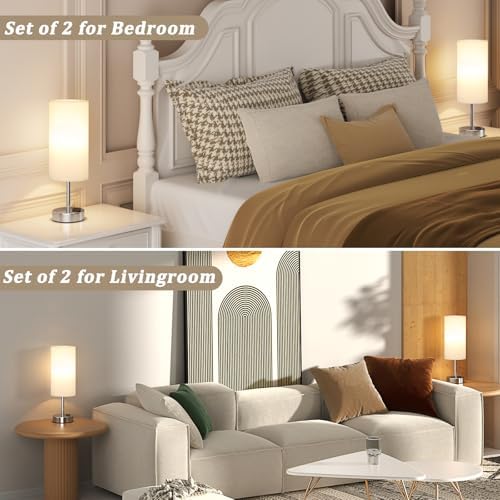 Dicoool Touch Table Lamp for Bedroom Set of 2 - Small Desk Lamp for Dorm