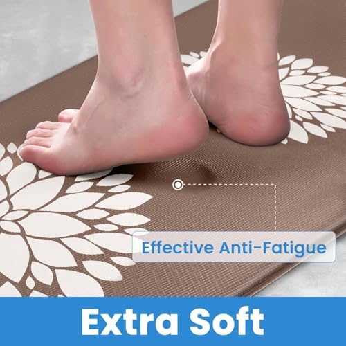 2PCS Kitchen Mats for Floor, Anti Fatigue Non-slip Larger Khaki Rug
