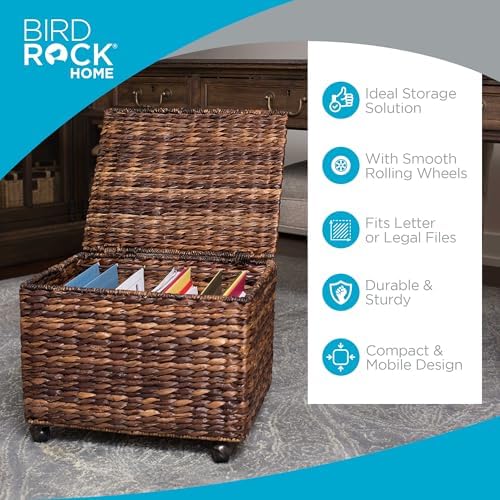 BIRDROCK HOME Rolling File Cabinet Box with Wheels, Espresso, 17.5x14.5x13