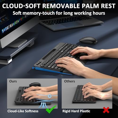 Wireless Keyboard and Mouse Combo,Soft Wrist Rest,Phone Holder(Black)