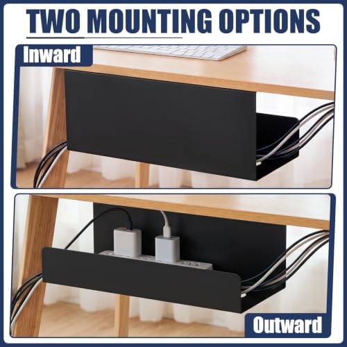 2 Pack Under Desk Cable Management Tray,Hold 11 lbs, 16 x 6 x 6 Inch, Black
