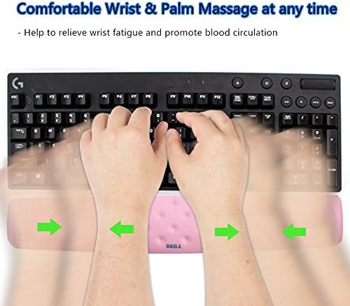 BRILA Memory Foam Mouse & Keyboard Wrist Rest Support Pad Cushion Set for Computer, Laptop, Office Work, PC Gaming - Massage Holes Design - Easy Typing Wrist Pain Relief (Pink Bundle)