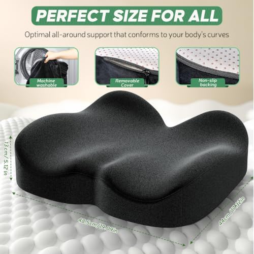 Benazcap Memory Foam Seat Cushion, Ergonomic Office Chair Pressure Relief