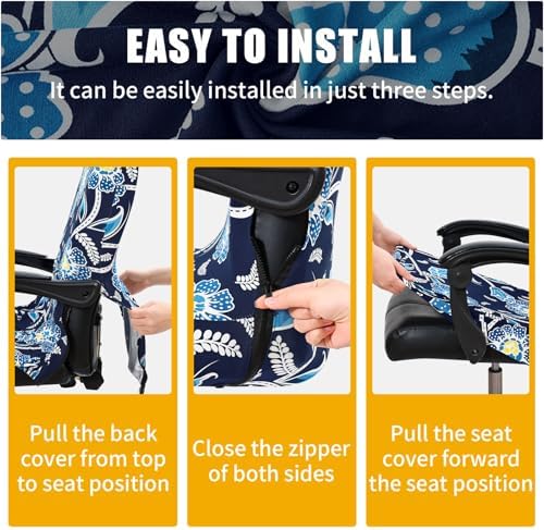Smiry Stretch Printed Office Computer Desk Chair Covers, Midnight Blue