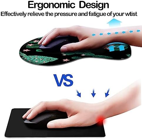 DOOKE Ergonomic Mouse Pad with Wrist Support and Coaster,Mouse Pads with Non-Slip PU Base for Home Office Working Studying Easy Typing & Pain Relief Cute Cactus
